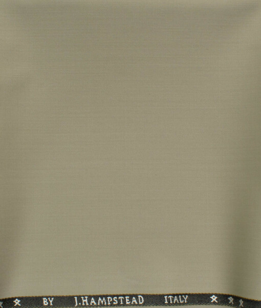 J.Hampstead Men's 60% Wool Super 120's Solids 1.30 Meter Unstitched Trouser Fabric (Oyster Beige)