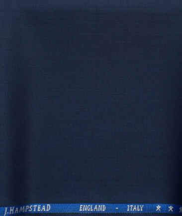 J.Hampstead Men's 60% Wool Super 120's Self Design 1.30 Meter Unstitched Trouser Fabric (Dark Royal Blue)