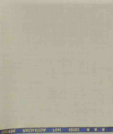 J.Hampstead Men's 60% Wool Super 140's Self Design 1.30 Meter Unstitched Trouser Fabric (Cream)