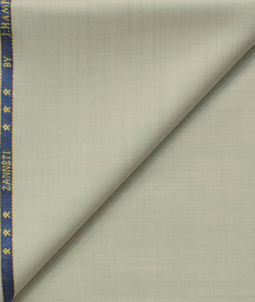 J.Hampstead Men's 60% Wool Super 140's Self Design 1.30 Meter Unstitched Trouser Fabric (Cream)