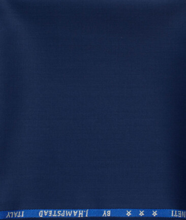 J.Hampstead Men's 60% Wool Super 120's Solids 1.30 Meter Unstitched Trouser Fabric (Royal Blue)