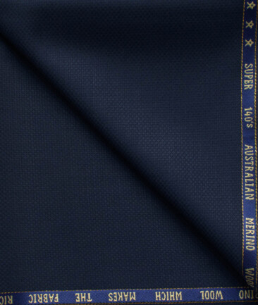 J.Hampstead Men's 60% Wool Super 140's Structured 1.30 Meter Unstitched Trouser Fabric (Dark Navy Blue)