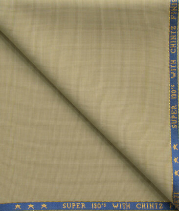 J.Hampstead Men's 60% Wool Super 130's Structured 1.30 Meter Unstitched Trouser Fabric (Beige)