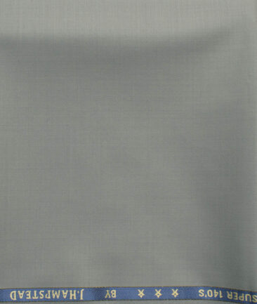 J.Hampstead Men's 60% Wool Super 140's Solids 1.30 Meter Unstitched Trouser Fabric (Silver Grey)