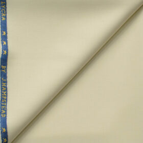 J.Hampstead Men's 60% Wool Super 140's Solids 1.30 Meter Unstitched Trouser Fabric (Cream)