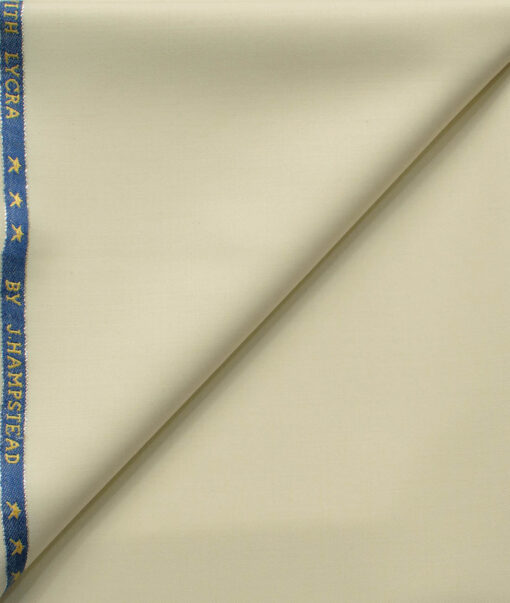 J.Hampstead Men's 60% Wool Super 140's Solids 1.30 Meter Unstitched Trouser Fabric (Cream)