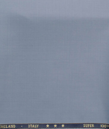 J.Hampstead Men's 60% Wool Super 130's Solids 1.30 Meter Unstitched Trouser Fabric (Faded Blue)