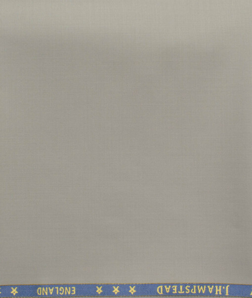 J.Hampstead Men's 60% Wool Super 140's Solids 1.30 Meter Unstitched Trouser Fabric (Light Grey)