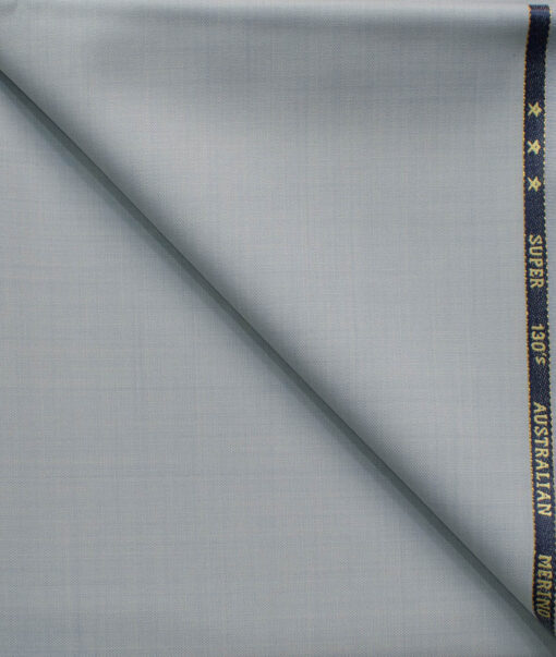 J.Hampstead Men's 60% Wool Super 130's Self Design 1.30 Meter Unstitched Trouser Fabric (Sky Blue)