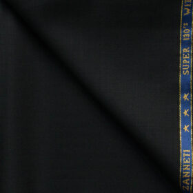 J.Hampstead Men's 60% Wool Super 130's Striped 1.30 Meter Unstitched Trouser Fabric (Black)
