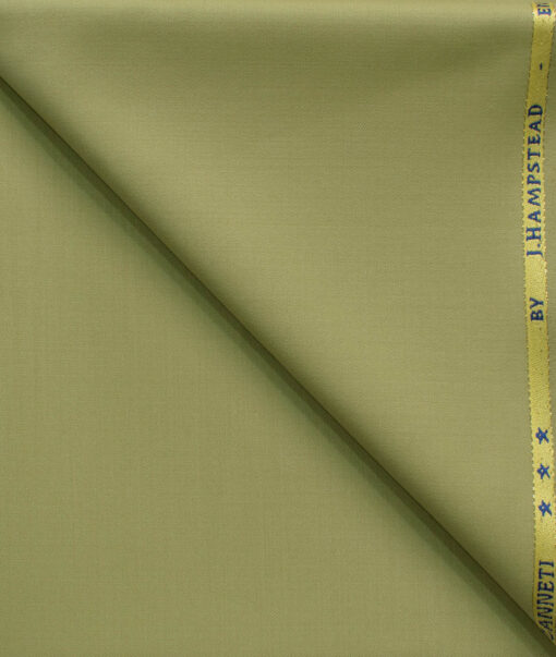 J.Hampstead Men's 60% Wool Super 140's Solids 1.30 Meter Unstitched Trouser Fabric (Olive Green)
