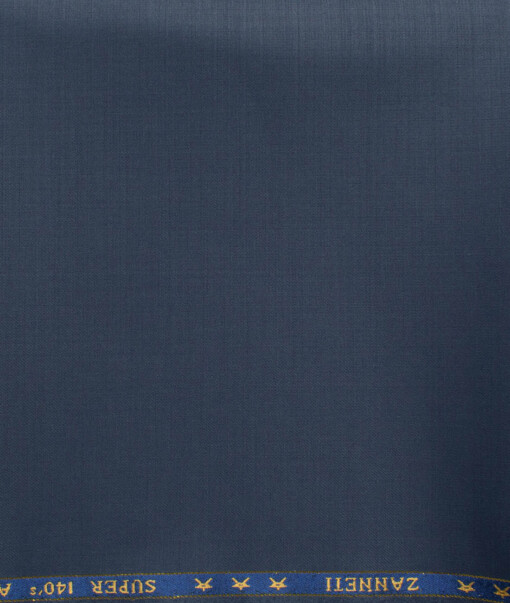 J.Hampstead Men's 60% Wool Super 140's Solids 1.30 Meter Unstitched Trouser Fabric (Aegean Blue)