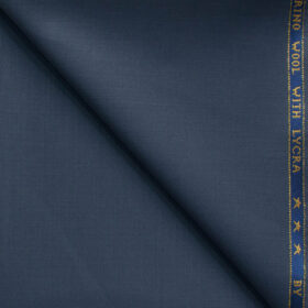 J.Hampstead Men's 60% Wool Super 140's Solids 1.30 Meter Unstitched Trouser Fabric (Aegean Blue)