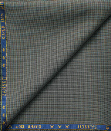 J.Hampstead Men's 60% Wool Super 130's Houndstooth 1.30 Meter Unstitched Trouser Fabric (Grey)