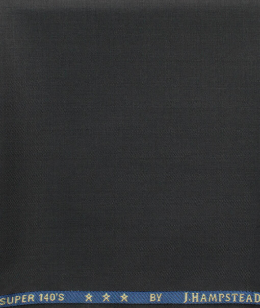 J.Hampstead Men's 60% Wool Super 140's Solids 1.30 Meter Unstitched Trouser Fabric (Dark Grey)
