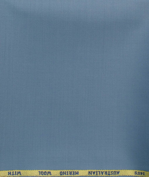 J.Hampstead Men's 60% Wool Super 140's Solids 1.30 Meter Unstitched Trouser Fabric (Faded Blue)