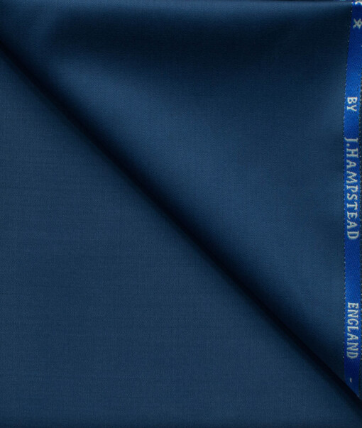 J.Hampstead Men's 60% Wool Super 140's Solids 1.30 Meter Unstitched Trouser Fabric (Royal Blue)