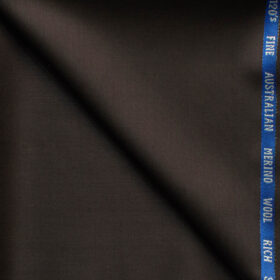 J.Hampstead Men's 60% Wool Super 140's Solids 1.30 Meter Unstitched Trouser Fabric (Dark Brown)