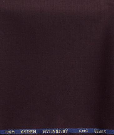 J.Hampstead Men's 60% Wool Super 140's Solids 1.30 Meter Unstitched Trouser Fabric (Dark Wine)