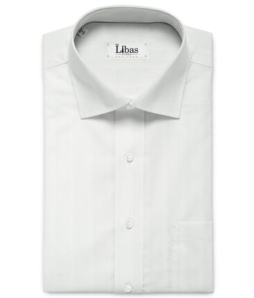 Luthai Men's Giza Cotton Checks 2.25 Meter Unstitched Shirting Fabric (White)