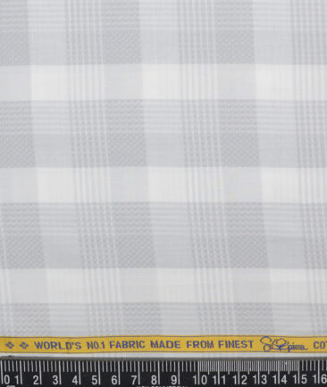 Luthai Men's Supima Cotton Checks  Unstitched Shirting Fabric (White & Grey) - Image 4
