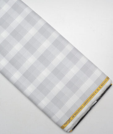 Luthai Men's Supima Cotton Checks  Unstitched Shirting Fabric (White & Grey) - Image 5