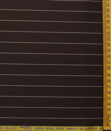 Luthai Men's Supima Cotton Striped 2.25 Meter Unstitched Shirting Fabric (Dark Brown)