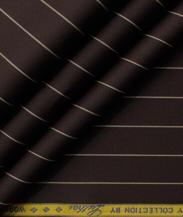 Luthai Men's Supima Cotton Striped 2.25 Meter Unstitched Shirting Fabric (Dark Brown)