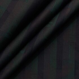 Luthai Men's Supima Cotton Striped 2.25 Meter Unstitched Shirting Fabric (Dark Green)