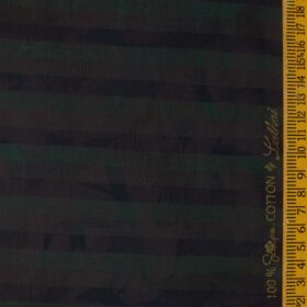 Luthai Men's Supima Cotton Striped 2.25 Meter Unstitched Shirting Fabric (Dark Green)