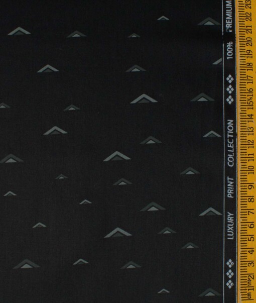 Nemesis Men's Giza Cotton Printed 2.25 Meter Unstitched Shirting Fabric (Black)