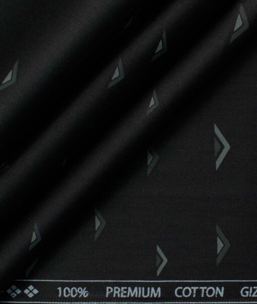 Nemesis Men's Giza Cotton Printed 2.25 Meter Unstitched Shirting Fabric (Black)