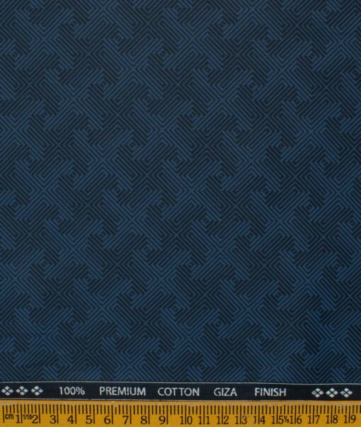 Nemesis Men's Giza Cotton Printed 2.25 Meter Unstitched Shirting Fabric (Royal Blue)