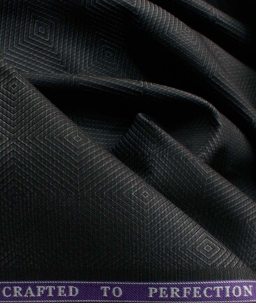 Soktas Men's Giza Cotton Self Design 2.25 Meter Unstitched Shirting Fabric (Blackish Grey)
