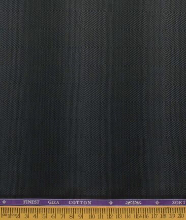 Soktas Men's Giza Cotton Self Design 2.25 Meter Unstitched Shirting Fabric (Blackish Grey)