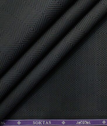 Soktas Men's Giza Cotton Self Design 2.25 Meter Unstitched Shirting Fabric (Blackish Grey)
