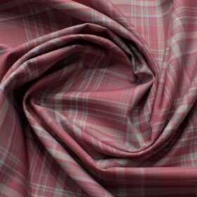 Soktas Men's Giza Cotton Checks 2.25 Meter Unstitched Shirting Fabric (Rosewood Pink)