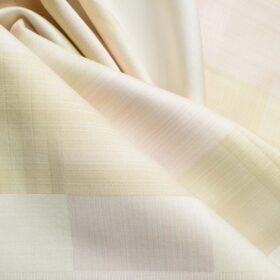 Soktas Men's Giza Cotton Checks 2.25 Meter Unstitched Shirting Fabric (Beige & Pink)
