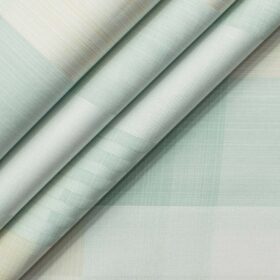 Soktas Men's Giza Cotton Checks 2.25 Meter Unstitched Shirting Fabric (Green & Cream)