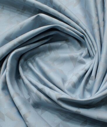 Soktas Men's Giza Cotton Self Design 2.25 Meter Unstitched Shirting Fabric (Sky Blue)