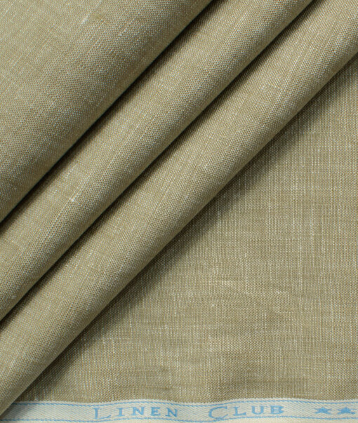 Linen Club Men's 100% Linen 30 LEA Solids 3.75 Meter Unstitched Suiting Fabric (Light Brown)