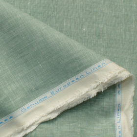 Linen Club Men's 100% Linen 30 LEA Solids 3.75 Meter Unstitched Suiting Fabric (Surf Green)