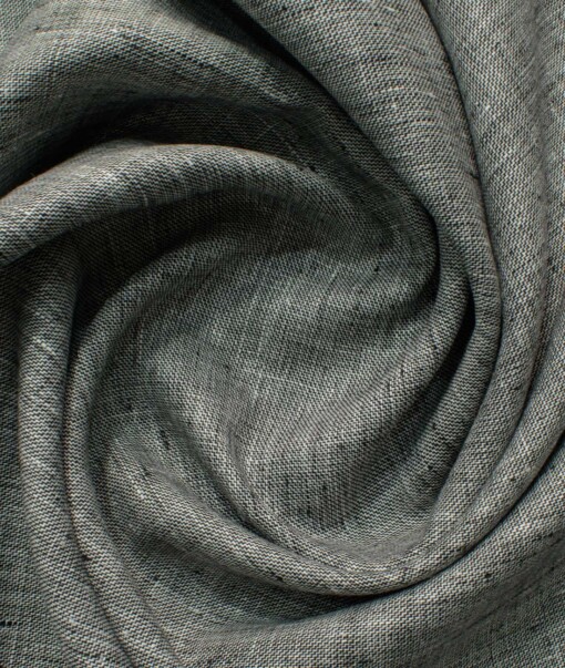 Linen Club Men's 100% Linen 30 LEA Structured 3.75 Meter Unstitched Suiting Fabric (White & Black)