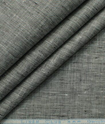 Linen Club Men's 100% Linen 30 LEA Structured 3.75 Meter Unstitched Suiting Fabric (White & Black)