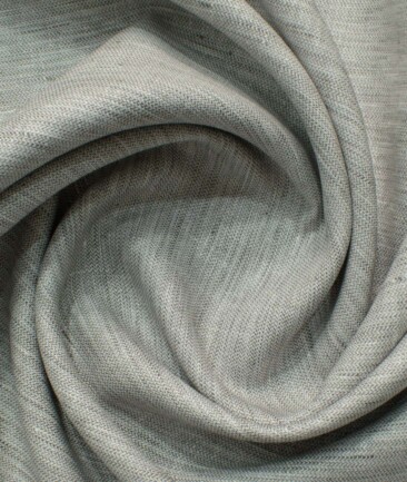 Linen Club Men's 100% Linen 30 LEA Self Design 3.75 Meter Unstitched Suiting Fabric (Light Grey)