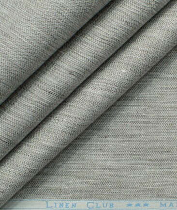 Linen Club Men's 100% Linen 30 LEA Self Design 3.75 Meter Unstitched Suiting Fabric (Light Grey)