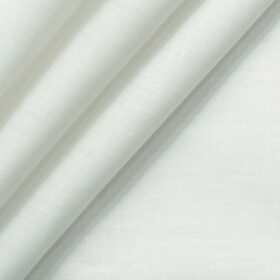 Linen Club Men's Pure Linen 66 LEA Solids 3.50 Meter Unstitched Shirting Fabric (White)