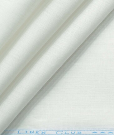 Linen Club Men's Pure Linen 66 LEA Solids 3.50 Meter Unstitched Shirting Fabric (White)