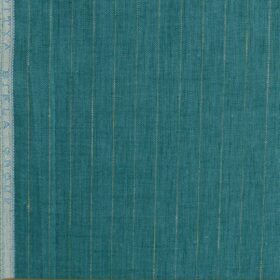 Linen Club Men's Pure Linen 66 LEA Striped 2.25 Meter Unstitched Shirting Fabric (Surfie Green)