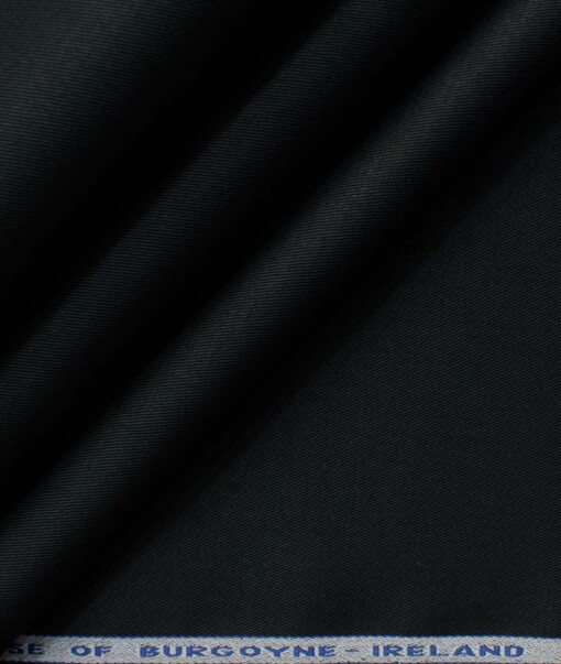 Burgoyne Men's Cotton Solids 3.75 Meter Stretchable Unstitched Trouser Fabric (Black)